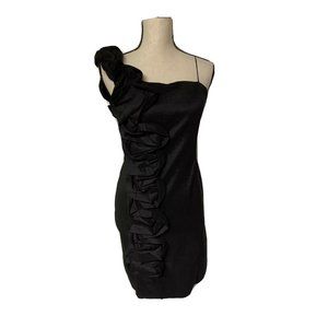 Hailey Logan Adrianna Papell Dress Size L Black Semi Formal Dance One Shoulder